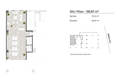 İnallar Cadde - Ofis 1 Planı